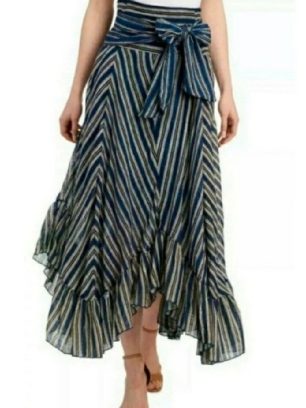 Free People Giselle Convertible Maxi Skirt Dress Navy Stripe Flowy Beachy Boho S - Picture 2 of 10